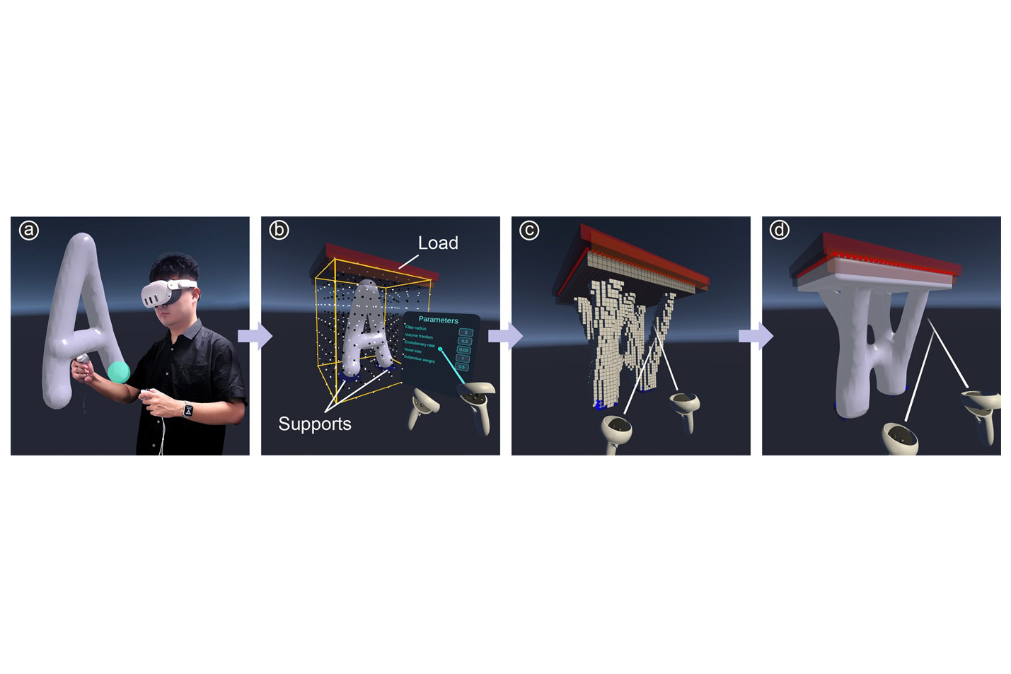 Exploring and optimizing innovative structures in virtual reality